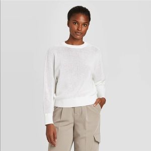 NWOT Prologue Dolman Sleeve White Knit Sweater